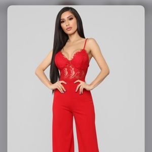 Red Fashion Nova Jumpsuit BRAND NEW